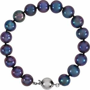 Sterling Silver Black Pearl Bracelet 