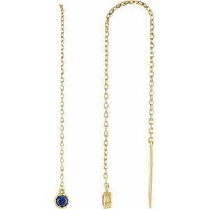 14K Polished Natural Blue Sapphire Chain Earrings