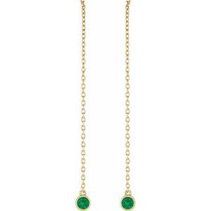 14K Polished Natural Emerald Chain Earrings