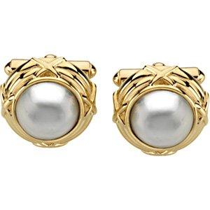 14K Yellow Mabé Pearl Cufflinks