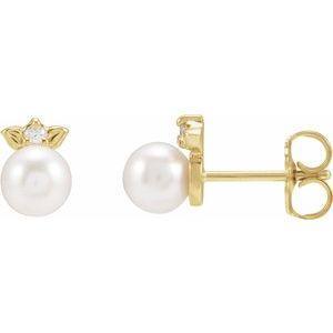 Diamond & Pearl Stud earrings- Whitestone Jewellery