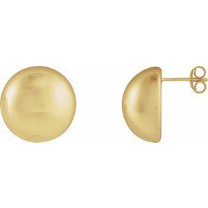 14K yellow Electroform Round Domed Earrings