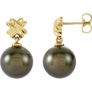 14K Gold Tahitian Pearl Earrings - Whitestone Jewellery 