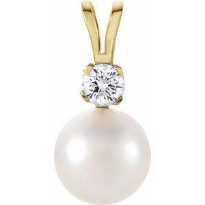 Luxe Cultured White Akoya Pearl & Diamond Pendant - Whitestone Jewellery