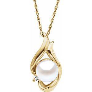 Adora White Akoya Pearl & Diamond 18" Necklace - Whitestone Jewellery