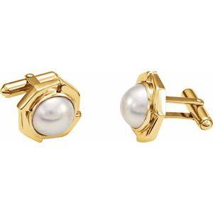 14K Yellow Mabé Cultured Pearl Cufflinks