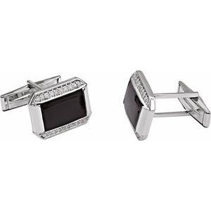 14K White 1/4 CTW Natural Diamond Cuff Links