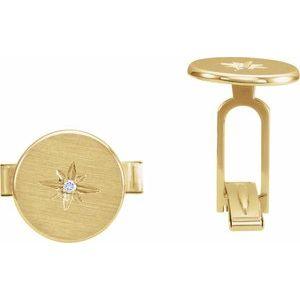 14K Yellow Natural Diamond Star Cuff Links