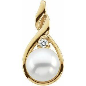 Leila White Akoya Pearl & Diamond Freeform Pendant - Whitestone Jewellery