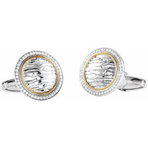 Sterling Silver & 14K Yellow 1/2 CTW Natural Diamond Elephant Print Cufflinks - Whitestone Jewellery