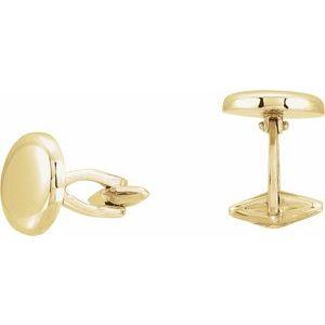 14K Yellow 15 mm Round Cufflinks