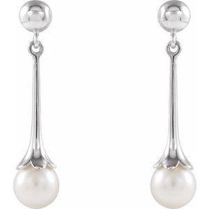 14K White Gold Dangle Pearl Earrings- Whitestone Jewellery