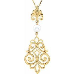 Fleur-de-Lis Pearl Pendant Necklace - Whitestone Jewellery