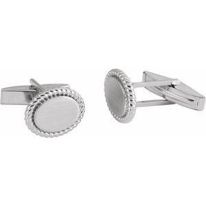 14K White  Rope Pattern Cufflinks