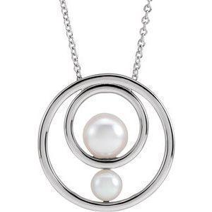 14K White Cultured White Akoya Pearl Necklace