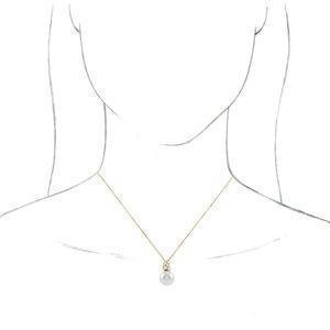 14K Yellow Cultured White Freshwater Pearl & Diamond 16-18" Necklace