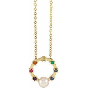 14K Yellow Akoya Cultured Pearl Hold You Forever® Rainbow Baby 18" Necklace - Whitestone Jewellery