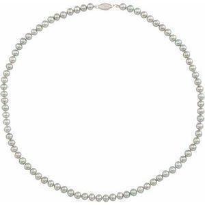 14K White Cultured Grey Freshwater Pearl 16" Necklace