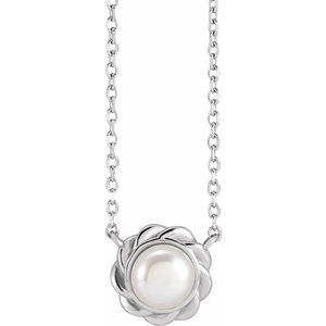 14K White Cultured White Freshwater Pearl 18" Necklace