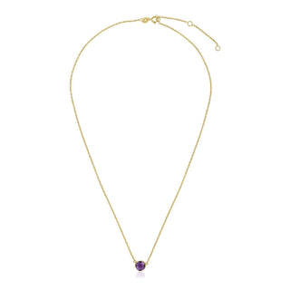 14k Yellow Gold 17 inch Necklace with Round Amethyst - Whitestone Jewellery