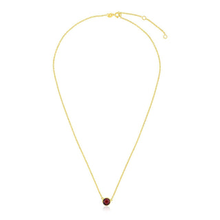 14k Yellow Gold 17 inch Necklace with Round Garnet - Whitestone Jewellery