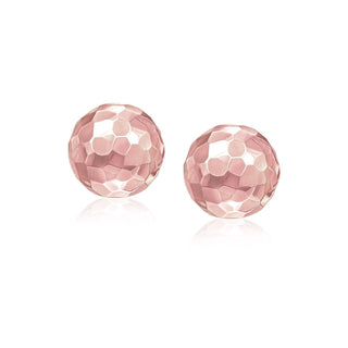 14k Rose Gold Round Faceted Style Stud Earrings(7mm)