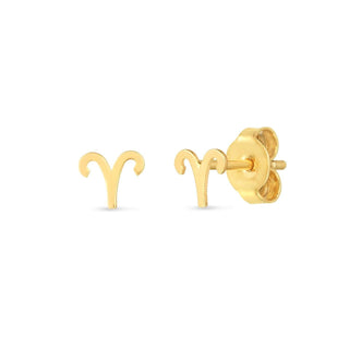 Gold Aries Stud Earrings 