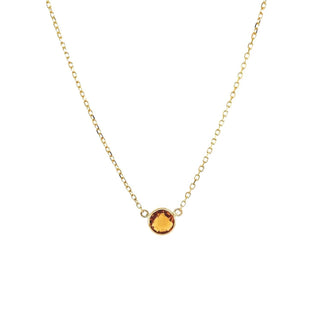 14k Yellow Gold 17 inch Necklace with Round Citrine - Whitestone Jewellery