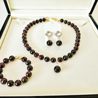 Garnet Gemstone Necklace Set - Whitestone Jewellery