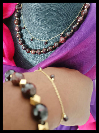 Ayesha Garnet Necklace and Bracelet set 