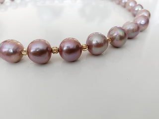 Edison Pink Pearl necklace with gold beads 