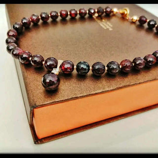 Garnet gemstone necklace with magnetic clasp