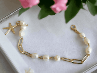 Starfish Pearl Charm Bracelet - Whitestone Jewellery