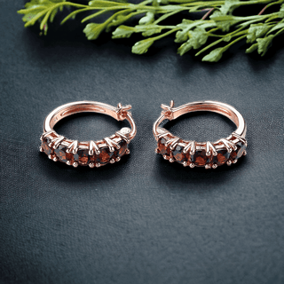 Rose Gold Garnet Clip Earrings - Whitestone Jewellery