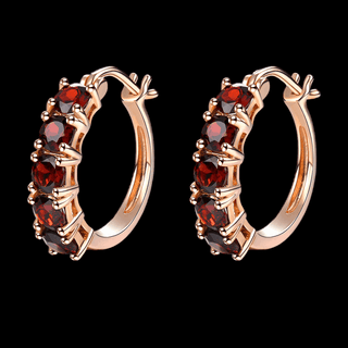 Rose Gold Garnet Clip Earrings