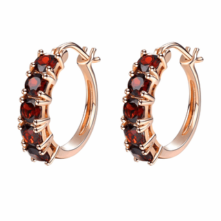 Rose Gold Garnet Clip Earrings - Whitestone Jewellery