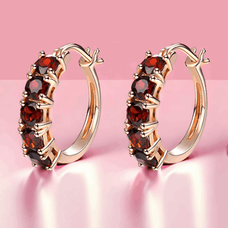 Exquisite garnet Hoop earrings  