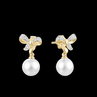 9K Pearl Bow Earrings