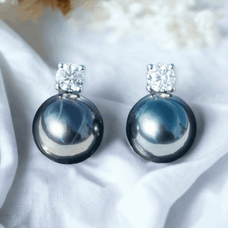 Black Tahitian pearl Stud Earrings - Whitestone Jewellery 