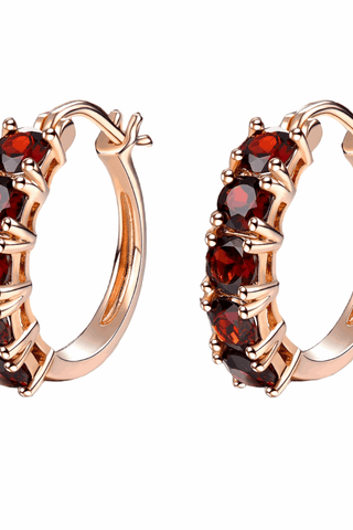 Rose Gold Garnet Clip Earrings