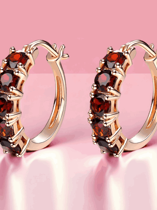 Rose Gold Garnet Clip Earrings