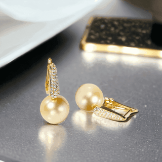 18K Golden South Sea Pearl Earrings