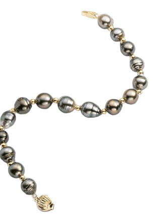 18K Tahitian Black Semi-baroque Pearl Bracelet - Whitestone Jewellery