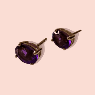 African Amethyst Studs- Whitestone Jewellery 