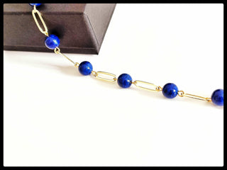 Lapis PaperClip Bracelet - Whitestone Jewellery