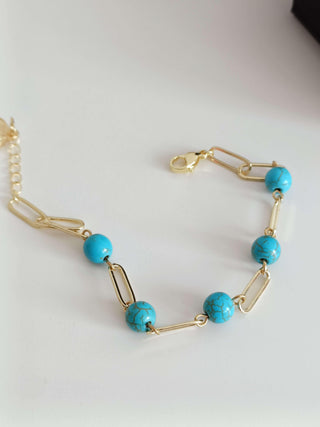 Turquoise Paperclip Bracelet - Whitestone Jewellery