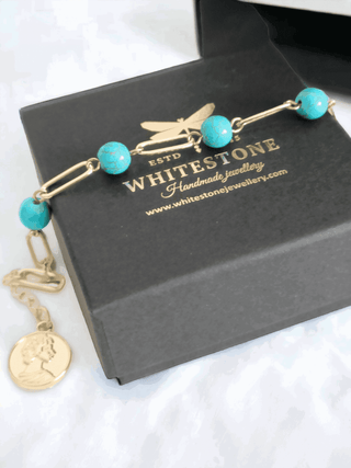 Turquoise Paperclip Bracelet - Whitestone Jewellery