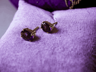 Baguette cut Amethyst stud Earrings- Whitestone Jewellery