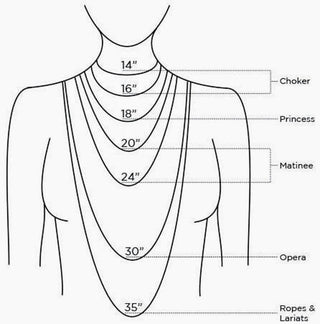 Necklace Length Dimension - Whitestone Jewellery 