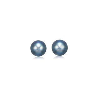 14k Yellow Gold Cultured Black Pearl Stud Earrings (7.0 mm) - Whitestone Jewellery